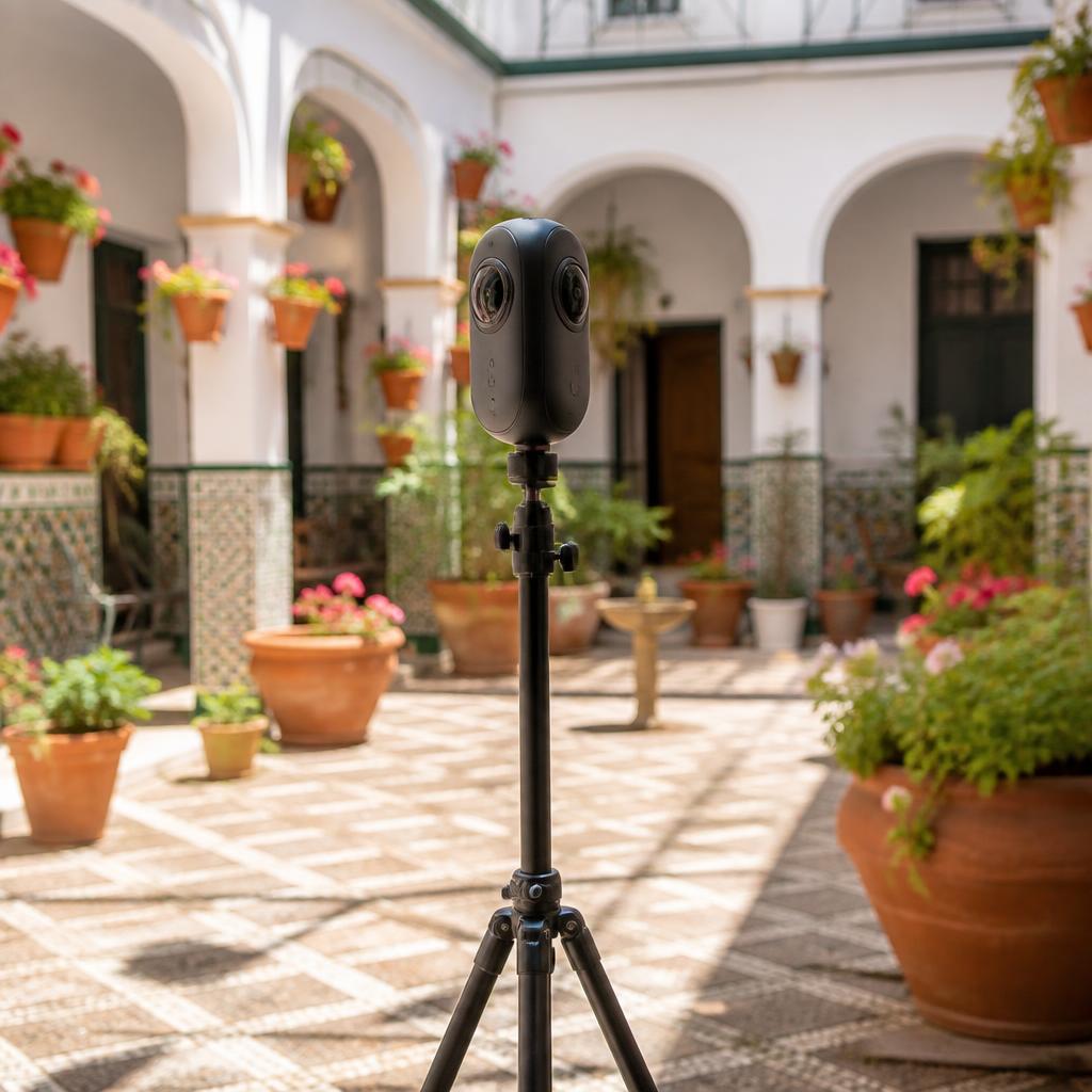 Cámara 360º grabando un patio andaluz
